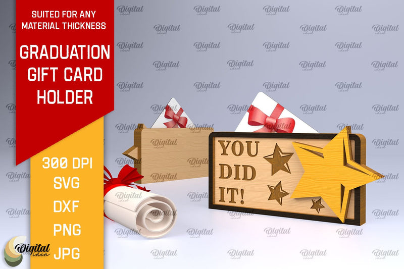 Graduation Gift Card Holder Laser Cut. Congrats SVG SVG Evgenyia Guschina 