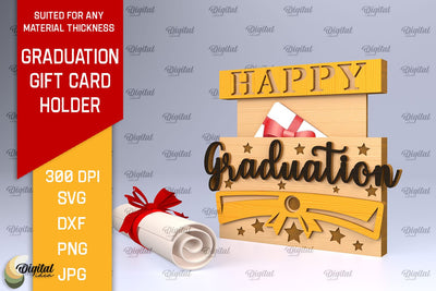Graduation Gift Card Holder Laser Cut. Congrats SVG SVG Evgenyia Guschina 