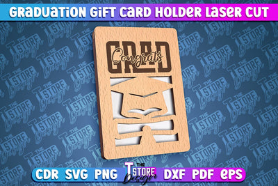 Graduation Gift Card Holder Laser Cut | Graduation Gift Design | CNC File SVG The T Store Design 