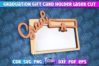 Graduation Gift Card Holder Laser Cut | Graduation Gift Design | CNC File SVG The T Store Design 