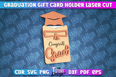 Graduation Gift Card Holder Laser Cut | Graduation Gift Design | CNC File SVG The T Store Design 
