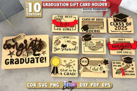 Graduation Gift Card Holders Bundle | Grad 2025 | Graduation Gift Idea | Greeting Card | CNC Files SVG The T Store Design 