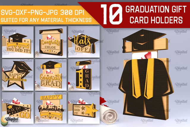 Graduation Gift Card Holders Laser Cut Bundle. Congrats SVG SVG Evgenyia Guschina 