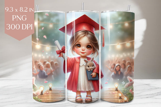 Graduation Girl and Bunny Tumbler Sublimation PNG Sublimation BijouBay 