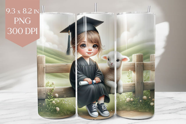 Graduation Girl & Lamb Tumbler Wrap Sublimation BijouBay 