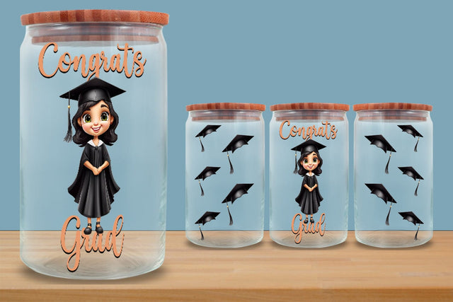 Graduation Glass Can Wrap 16oz | Glass Can Wrap 16oz SVG zafrans studio 