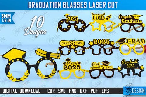 Graduation Glasses Bundle | Party Glasses | Graduation Photo Booth Props | Grad 2025 | CNC Files SVG Fly Design 
