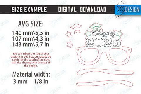 Graduation Glasses Bundle | Party Glasses | Graduation Photo Booth Props | Grad 2025 | CNC Files SVG Fly Design 