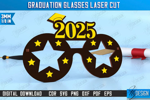 Graduation Glasses Bundle | Party Glasses | Graduation Photo Booth Props | Grad 2025 | CNC Files SVG Fly Design 