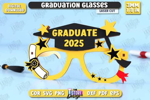 Graduation Glasses Bundle | Party Glasses | Graduation Photo Booth Props | Grad 2025 | CNC Files SVG The T Store Design 