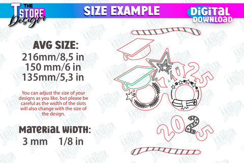 Graduation Glasses Bundle | Party Glasses | Graduation Photo Booth Props | Grad 2025 | CNC Files SVG The T Store Design 