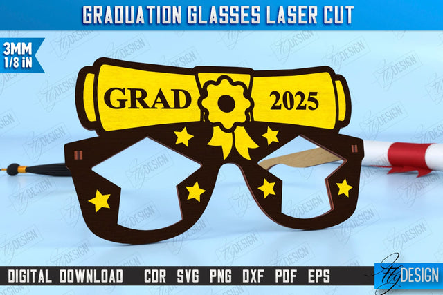 Graduation Glasses | Party Glasses | Graduation Photo Booth Props | Grad 2025 | CNC File SVG Fly Design 