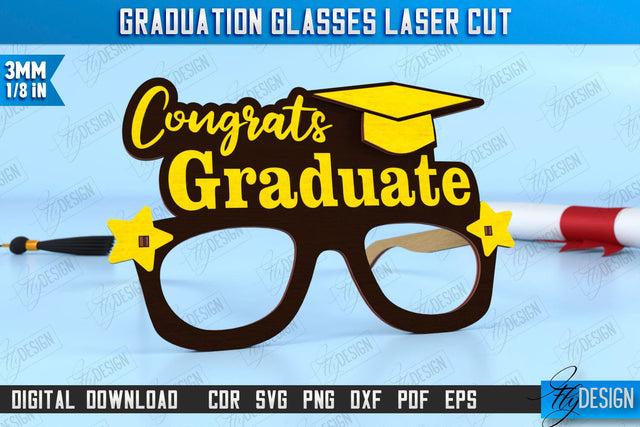 Graduation Glasses | Party Glasses | Graduation Photo Booth Props | Grad 2025 | CNC File SVG Fly Design 