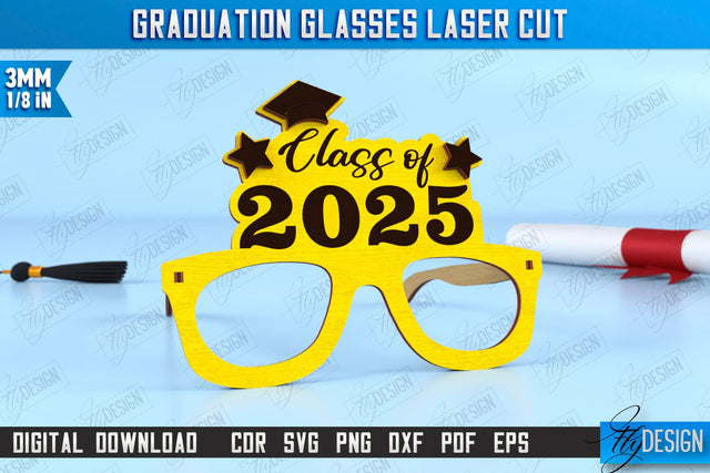 Graduation Glasses | Party Glasses | Graduation Photo Booth Props | Grad 2025 | CNC File SVG Fly Design 