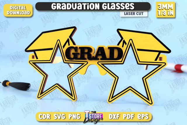 Graduation Glasses | Party Glasses | Graduation Photo Booth Props | Grad 2025 | CNC File SVG The T Store Design 
