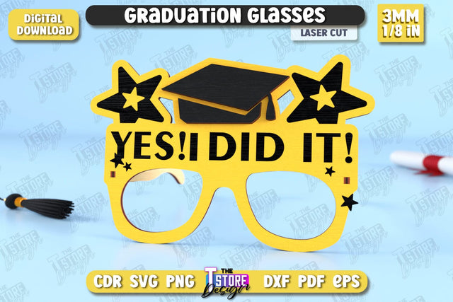 Graduation Glasses | Party Glasses | Graduation Photo Booth Props | Grad 2025 | CNC File SVG The T Store Design 