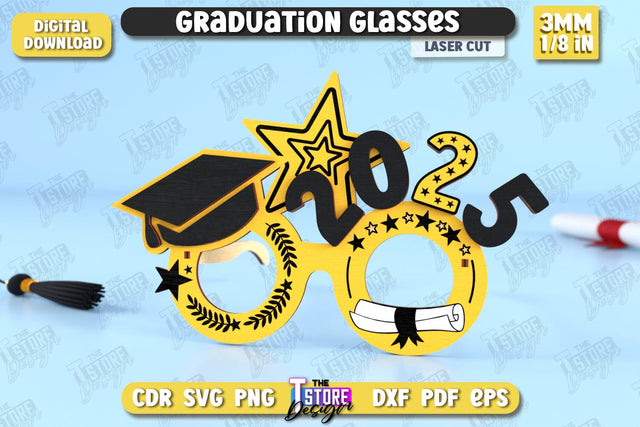 Graduation Glasses | Party Glasses | Graduation Photo Booth Props | Grad 2025 | CNC File SVG The T Store Design 