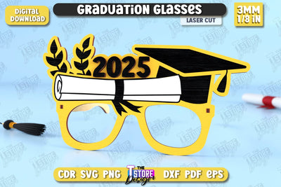 Graduation Glasses | Party Glasses | Graduation Photo Booth Props | Grad 2025 | CNC File SVG The T Store Design 