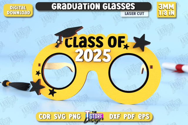 Graduation Glasses | Party Glasses | Graduation Photo Booth Props | Grad 2025 | CNC File SVG The T Store Design 