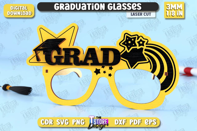 Graduation Glasses | Party Glasses | Graduation Photo Booth Props | Grad 2025 | CNC File SVG The T Store Design 