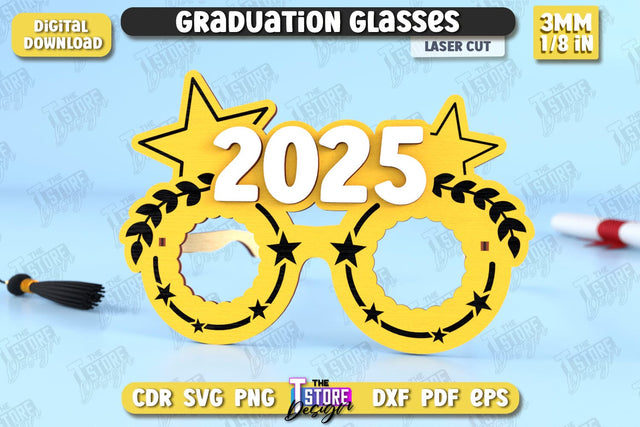Graduation Glasses | Party Glasses | Graduation Photo Booth Props | Grad 2025 | CNC File SVG The T Store Design 