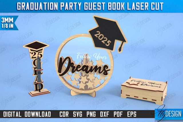 Graduation Guestbook | Grad 2025 | Grad Guestbook | Grad Wishes | CNC File SVG Fly Design 