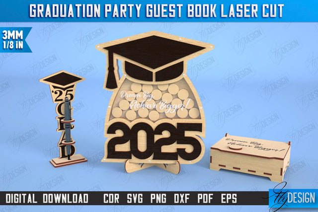 Graduation Guestbook | Grad 2025 | Grad Guestbook | Grad Wishes | CNC File SVG Fly Design 