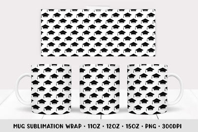 Graduation hats Mug Sublimation Design. Graduate Mug Wrap Sublimation LaBelezoka 