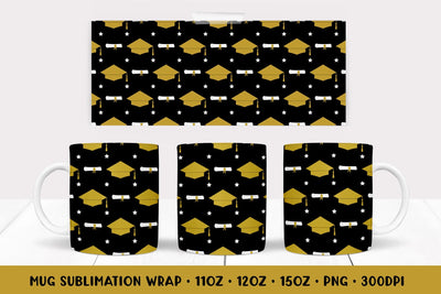 Graduation hats Mug Sublimation Design. Graduate Mug Wrap Sublimation LaBelezoka 