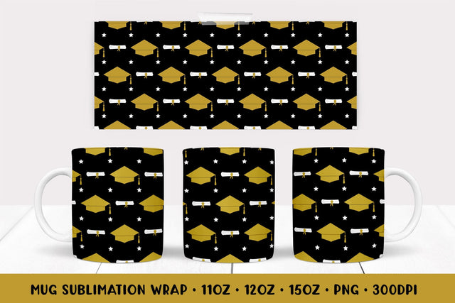 Graduation hats Mug Sublimation Design. Graduate Mug Wrap Sublimation LaBelezoka 