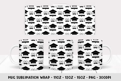 Graduation hats Mug Sublimation Design. Graduate Mug Wrap Sublimation LaBelezoka 