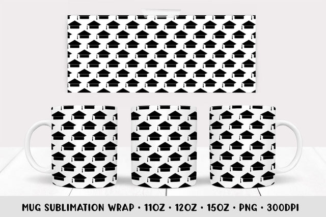 Graduation hats Mug Sublimation Design. Graduate Mug Wrap Sublimation LaBelezoka 