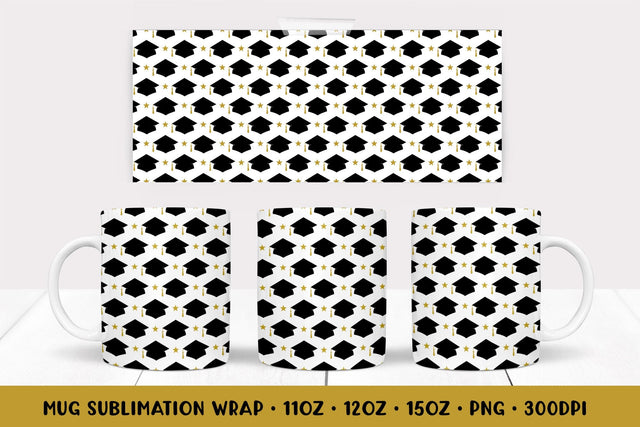 Graduation hats Mug Sublimation Design. Graduate Mug Wrap Sublimation LaBelezoka 