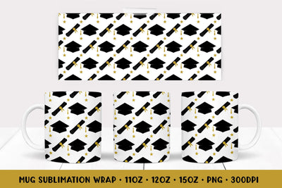 Graduation hats Mug Sublimation Design. Graduate Mug Wrap Sublimation LaBelezoka 