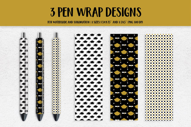 Graduation Hats Pen Wrap Sublimation or Waterslide PNG 009 Sublimation LaBelezoka 