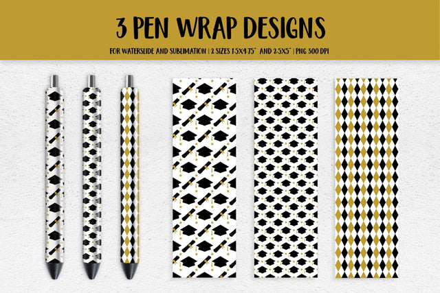 Graduation Hats Pen Wrap Sublimation or Waterslide PNG 010 Sublimation LaBelezoka 