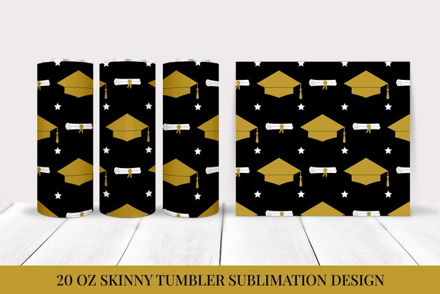 Graduation Hats Skinny Tumbler Wrap Sublimation Design 02 Sublimation LaBelezoka 