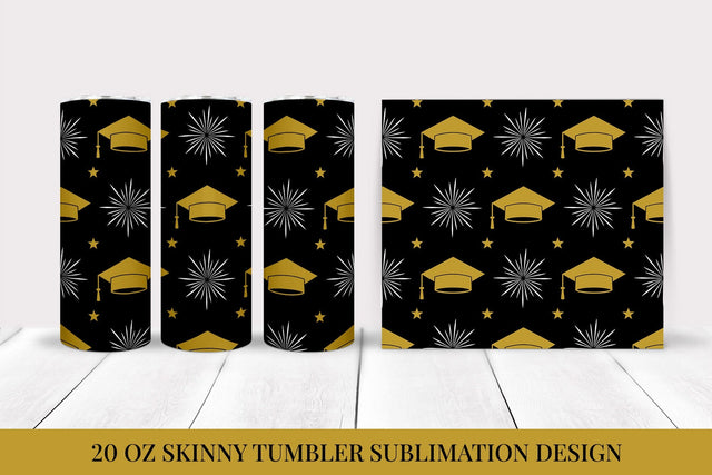Graduation Hats Skinny Tumbler Wrap Sublimation Design Sublimation LaBelezoka 