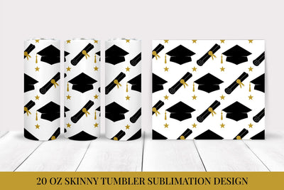 Graduation Hats Skinny Tumbler Wrap Sublimation Design Sublimation LaBelezoka 