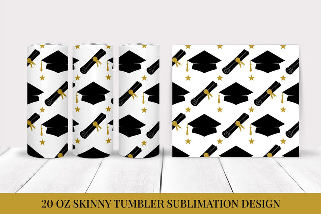 Graduation Hats Skinny Tumbler Wrap Sublimation Design Sublimation LaBelezoka 