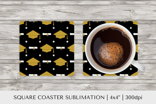 Graduation hats square coaster sublimation. Grad coaster Sublimation LaBelezoka 