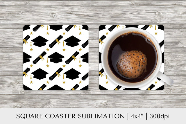 Graduation hats square coaster sublimation. Grad coaster Sublimation LaBelezoka 
