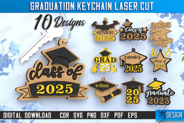 Graduation Keychain Bundle | Grad 2025 | Keyring | Class of 2025 Keychain | CNC Files SVG Fly Design 