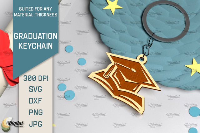 Graduation Keychain Laser Cut. Graduation Key Ring SVG SVG Evgenyia Guschina 