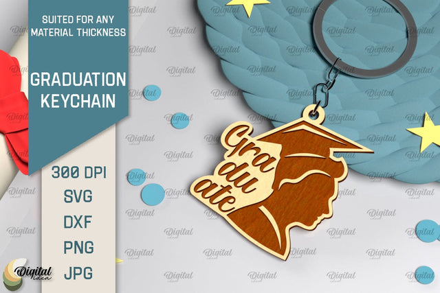 Graduation Keychain Laser Cut. Graduation Key Ring SVG SVG Evgenyia Guschina 