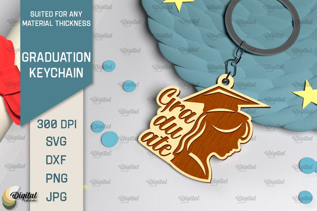 Graduation Keychain Laser Cut. Graduation Key Ring SVG SVG Evgenyia Guschina 