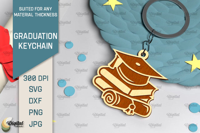 Graduation Keychain Laser Cut. Graduation Key Ring SVG SVG Evgenyia Guschina 