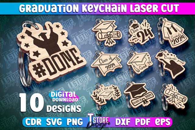 Graduation Keychain Laser Cut | School Quotes | CNC File SVG The T Store Design 