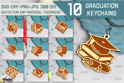 Graduation Keychains Laser Cut Bundle. Graduation Key Rings SVG SVG Evgenyia Guschina 