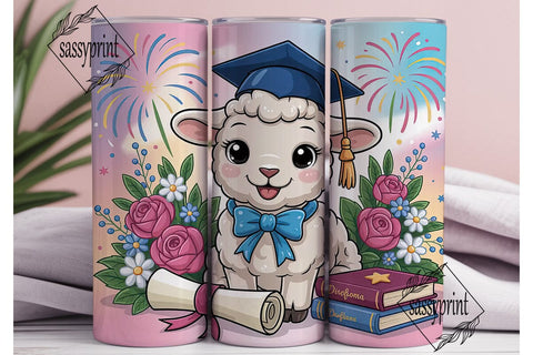 Graduation Lamb 20oz Tumbler Wrap Sublimation sassyprint 